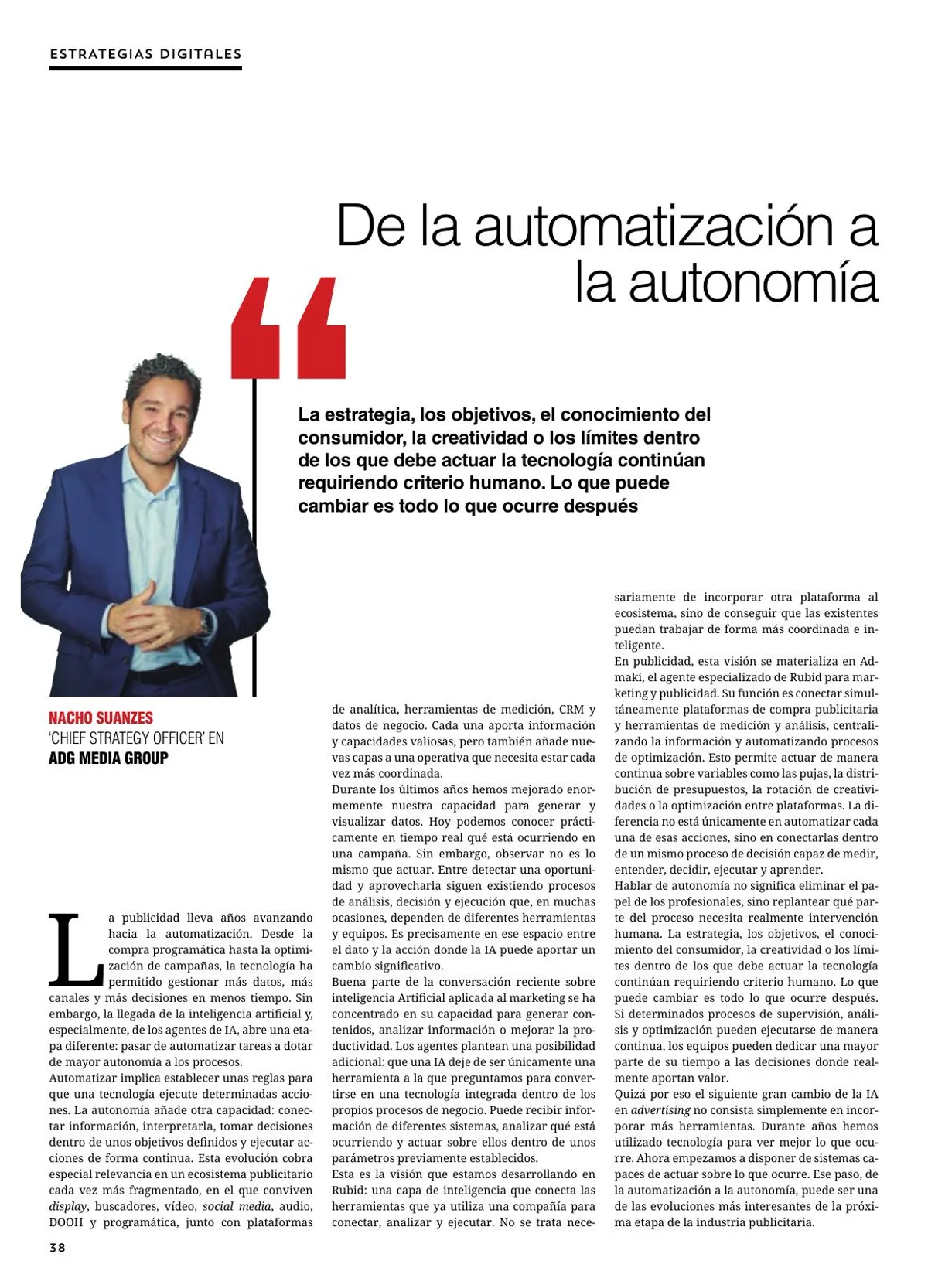 Artículo De la automatización a la autonomía en Revista Anuncios